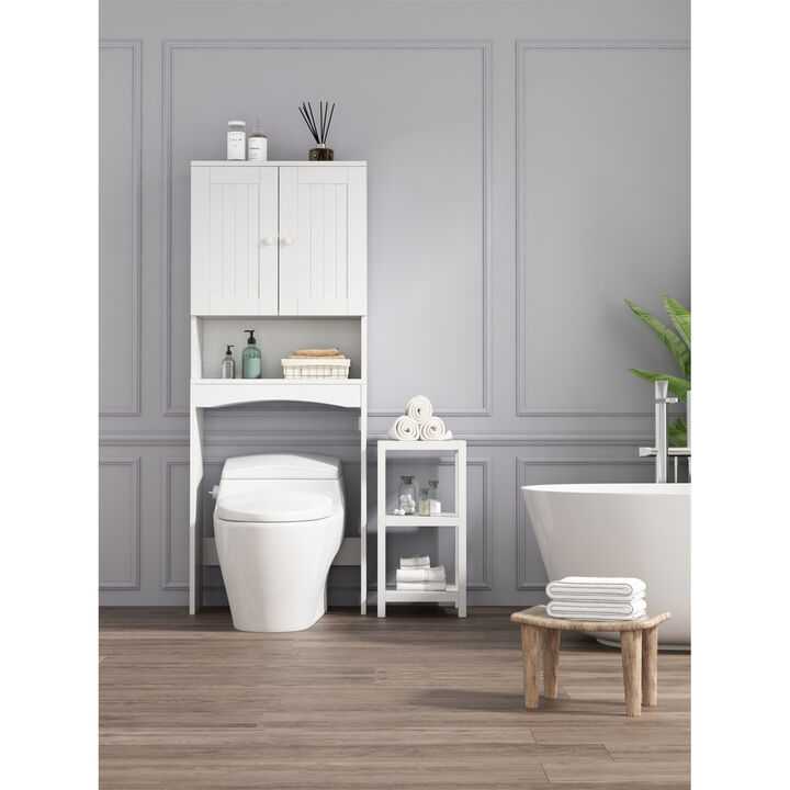 Home Bathroom Shelf Over-The-Toilet, Bathroom SpaceSaver, Bathroom Storage Cabinet Organizer, White