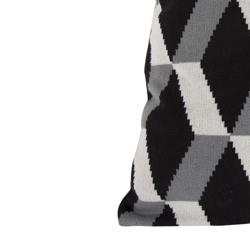 20 x 20 Inch Cashmere Pillow with Zig Zag Pattern, Black and Gray-Benzara