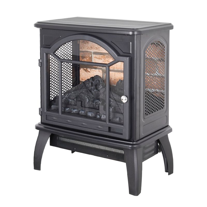 MONDAWE 18 Inch Antique Black 3D Infrared Electric Stove With Remote Control