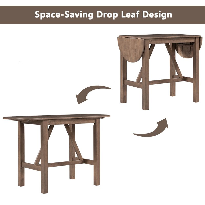 MONDAWE 3-Piece Wood Counter Height Drop Leaf  Dining Table Set with 2 Upholstered Dining Chairs for Small Place,Dinging Room