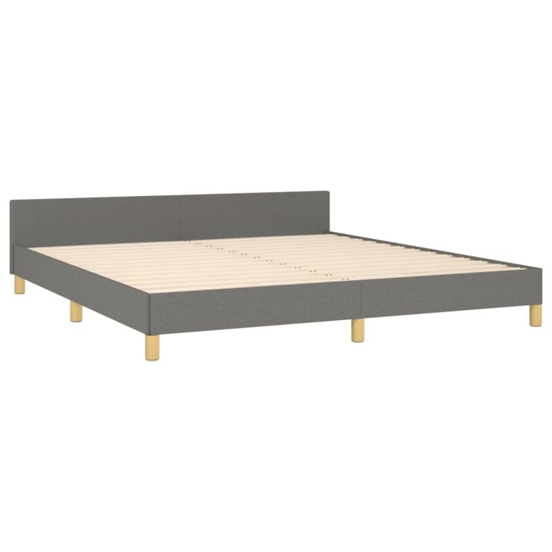 vidaXL Bed Frame with Headboard Dark Gray 72"x83.9" California King Fabric