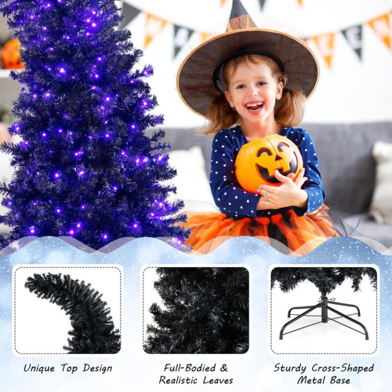 Hivvago 7 Feet Pre-Lit Halloween Tree 8 Flash Modes with 400 Lights