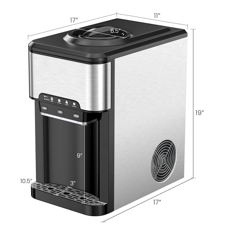 3-in-1 Water Cooler Dispenser with Built-In Ice Maker and 3 Temperature Settings for Home or Office