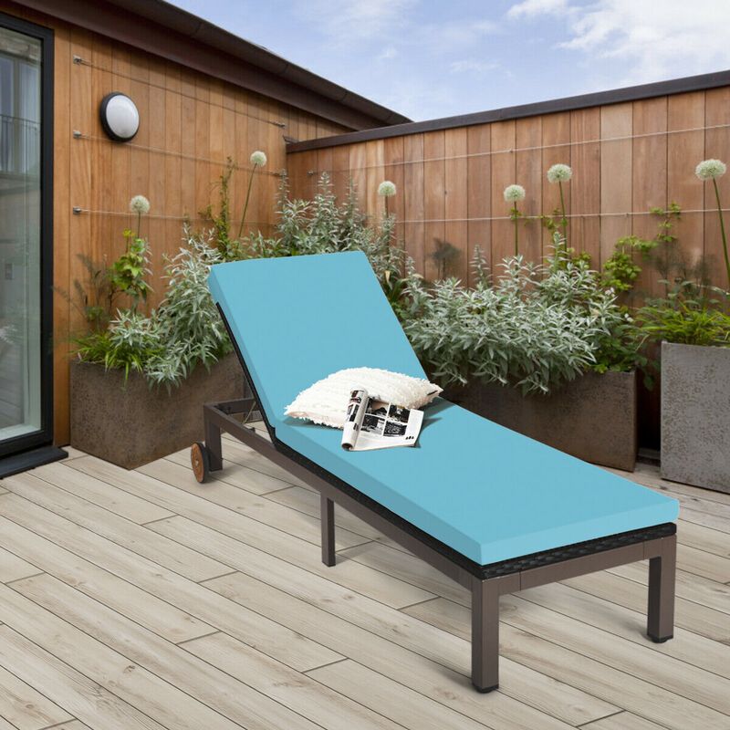 Patio Chaise Lounge Chair Outdoor Rattan Lounger Recliner Chair