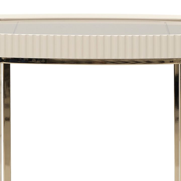 Michael Amini Lisbon Side Table - Silken Matte Cream