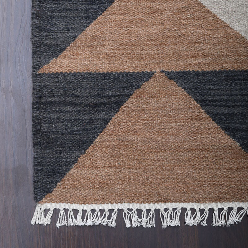 RUGSOTIC CARPETS HAND WOVEN FLAT WEAVE KILIM WOOL ECO-FRIENDLY AREA RUGS  - 4'x6', Rectangle Shape, Multicolor Color, Contemporary Modern Design, Low Pile Handmade Rugs for Living Room (D00134)