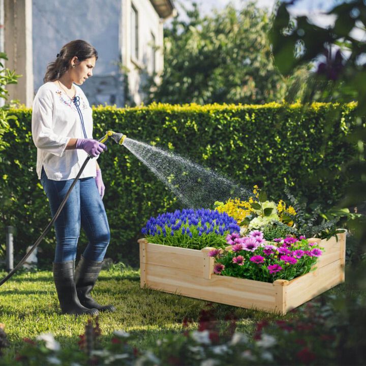 Hivvago 3-Tier Wooden Raised Garden Bed with Open-Ended Base