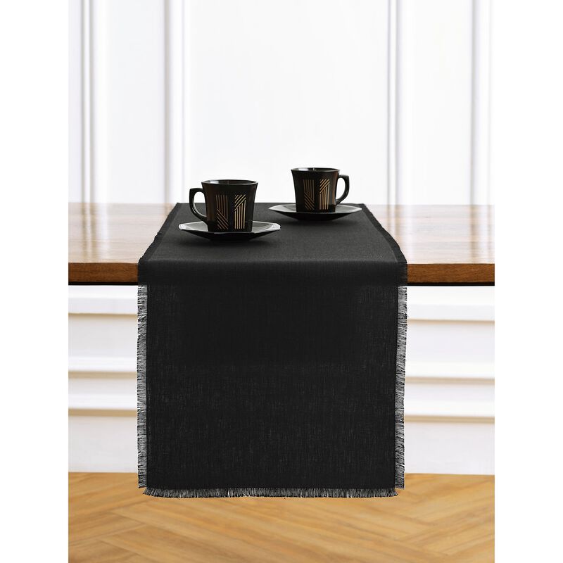 Solino Home 100% Pure Linen Table Runner 18 x 90 Inch | Fringe