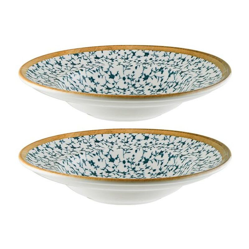 Calif dia.10.75" h:2.25" 16 oz. Round Decorated Porcelain Bowl (Set of 2)