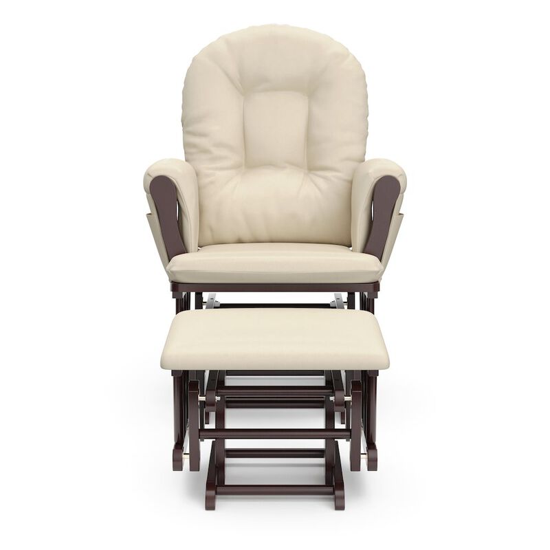 Storkcraft Hoop Glider and Ottoman - Espresso with Beige