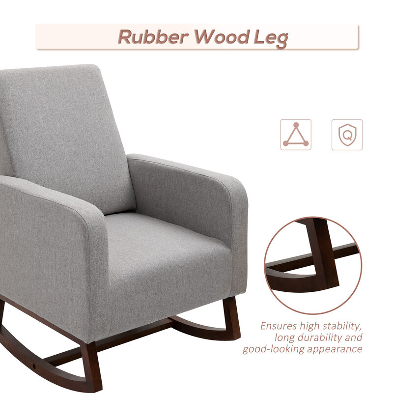 Breathable Linen Fabric Side Chair/Living Room Chair with Thick Padded Seats