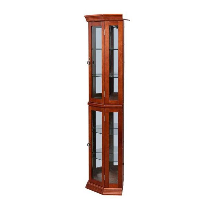 Corner Curio Cabinet with Lights Elegant Display Cabinet for Living Room & Home Decor