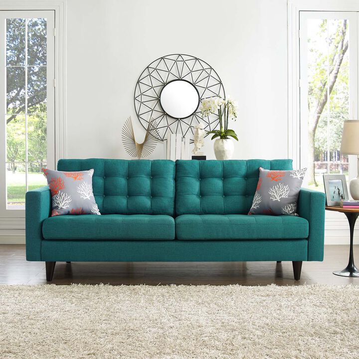 Empress Upholstered Fabric Sofa - Teal