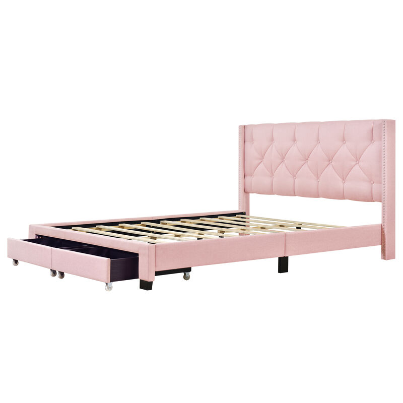 Streamdale Queen Upholstered Platform Storage Bed (Pink)