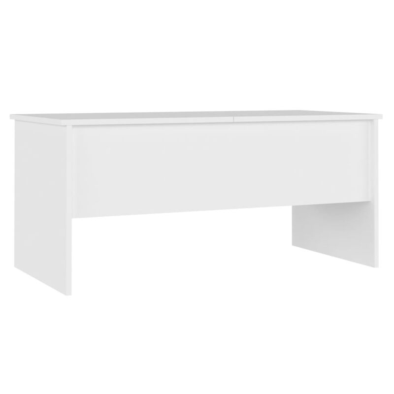 vidaXL White Coffee Table in Engineered Wood, Modern Rectangular Design with Storage - 40.2"x19.9"x18.3"