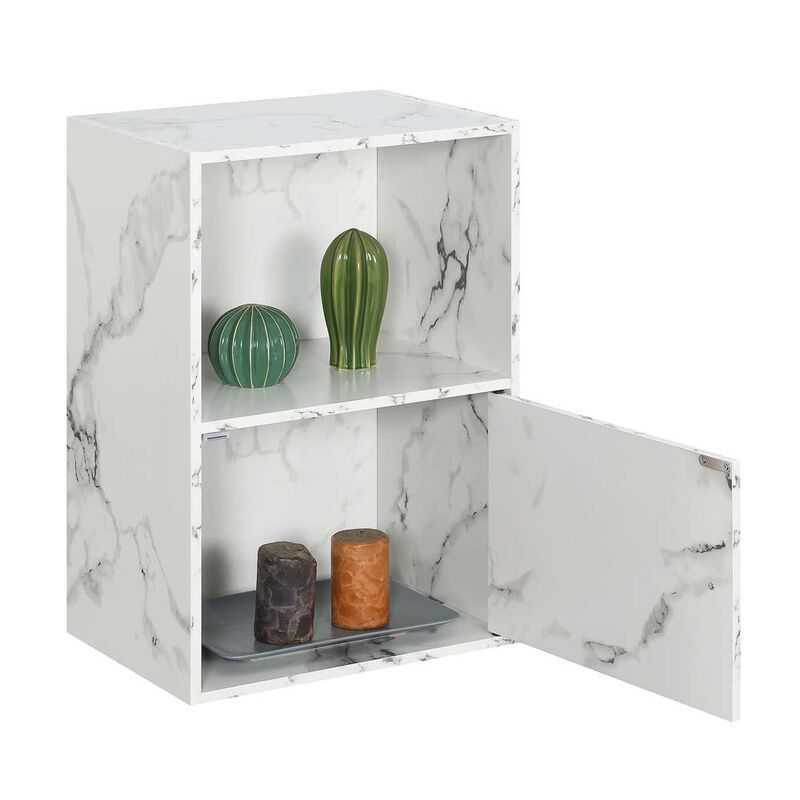 Convenience Concepts Xtra Storage 1 Door Cabinet with Shelf, White Faux Marble
