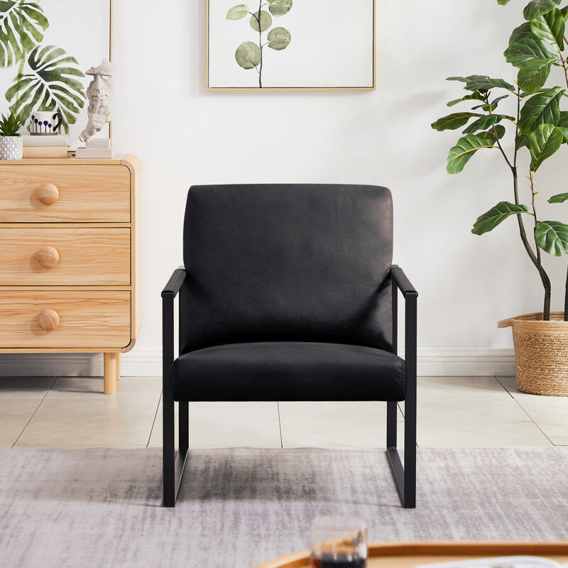 Accent Armchair for Any Space: PU Leather, Black