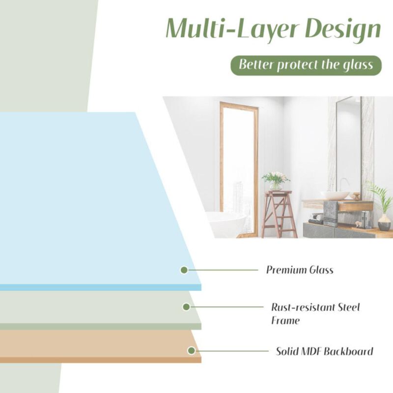 Hivvago Large Rectangular Wall-Mounted Bathroom Mirror with a Solid Steel Frame