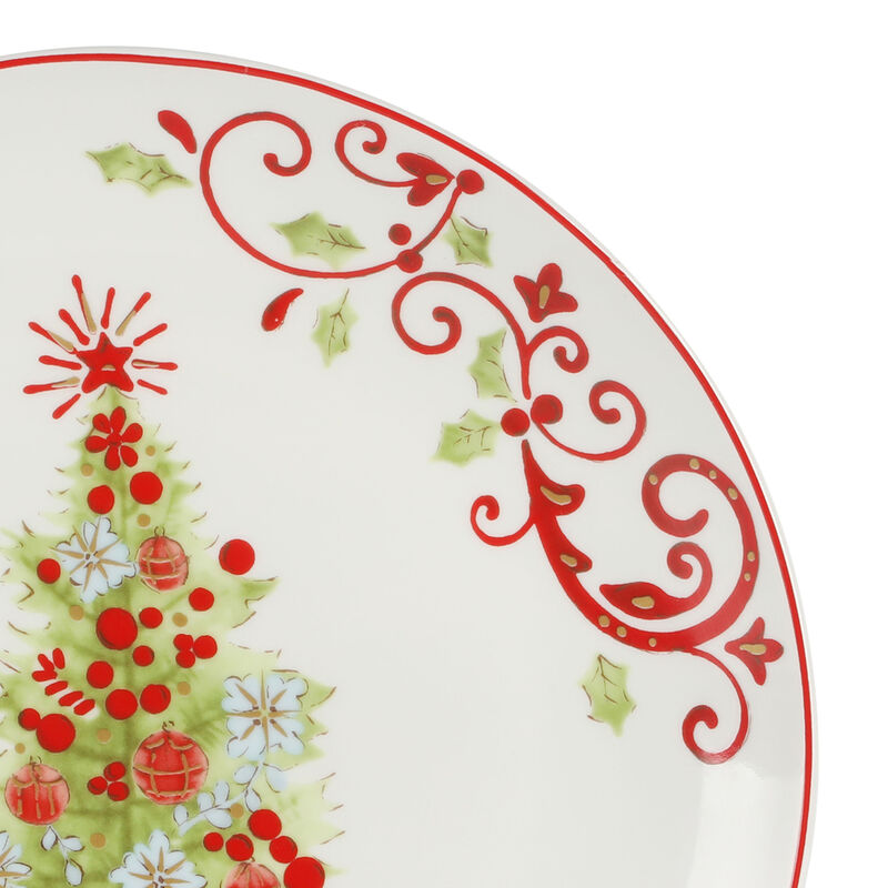 Gibson Home Festive Tree 12 Piece Porcelain Dinnerware Set