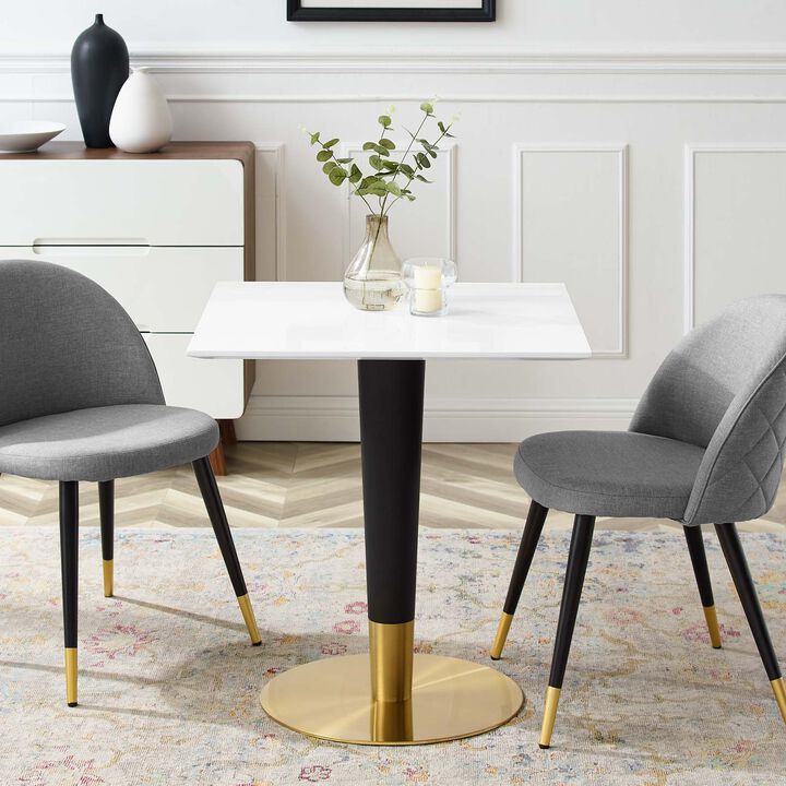 Modway - Zinque 28" Square Dining Table Gold White