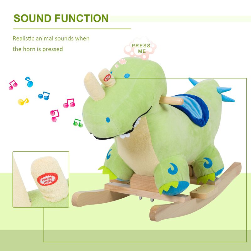 Prehistoric Playtime: Green Plush Dinosaur Rocker with Sounds