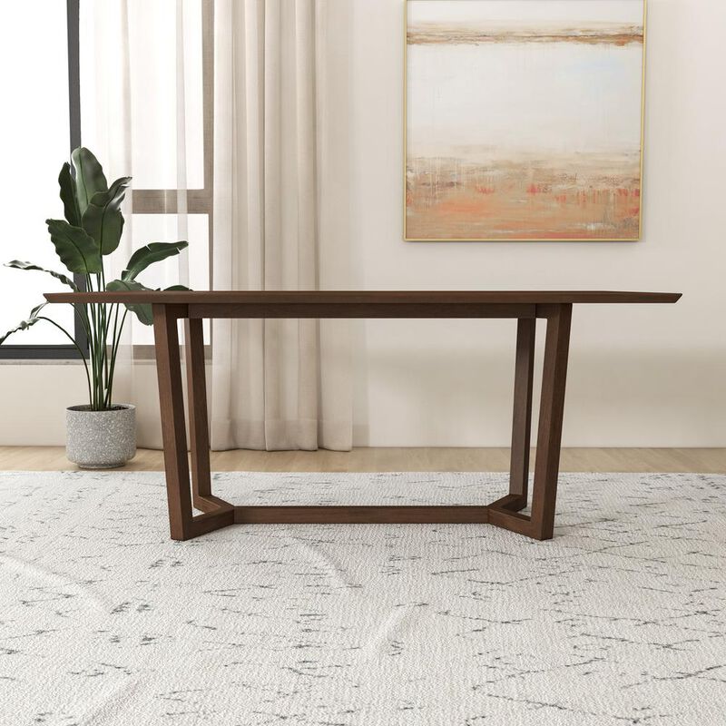 Ashcroft Furniture Co Marina Mid-Century Modern Solid Wood Dining Table in Brown
