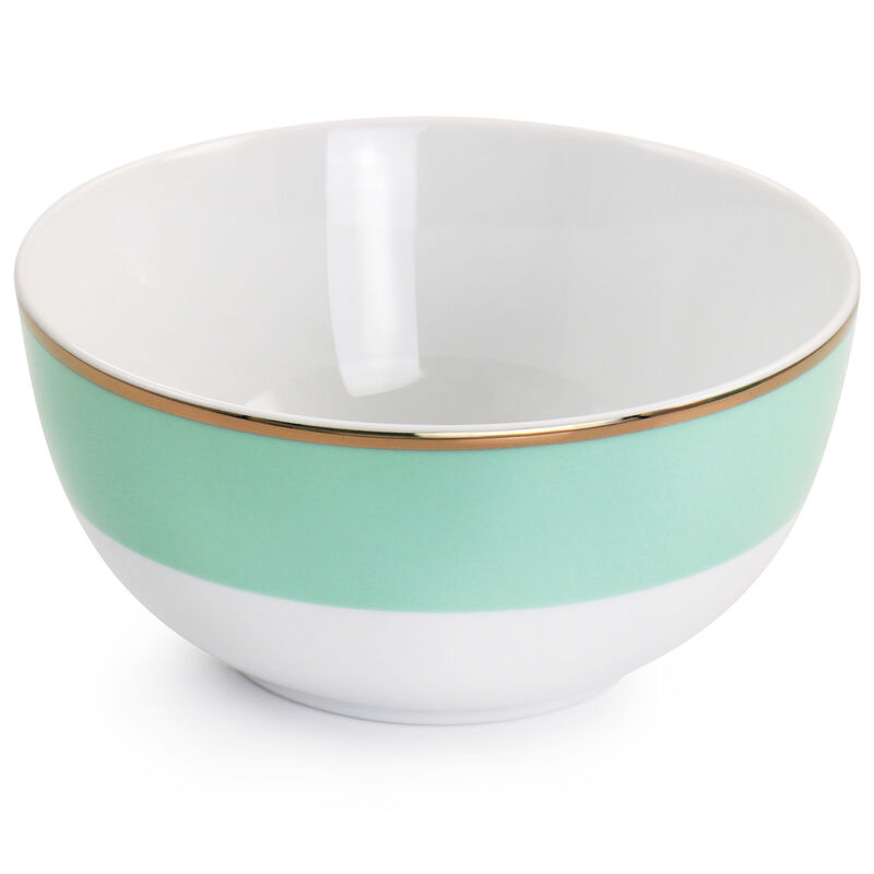 Martha Stewart Gold Rimmed 12 Piece Fine Ceramic Dinnerware Set in Mint