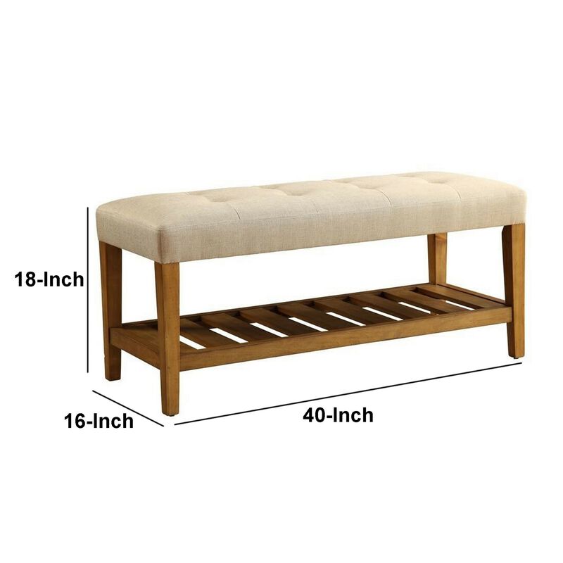 Wooden Bench, Beige & Oak-Benzara