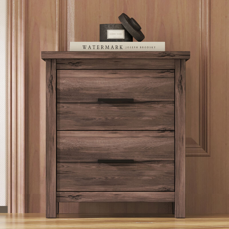 Merax Vintage 2-Drawer Wooden Nightstand