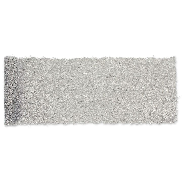 120" Silver and White Sequin Mesh Woven Table Runner Roll