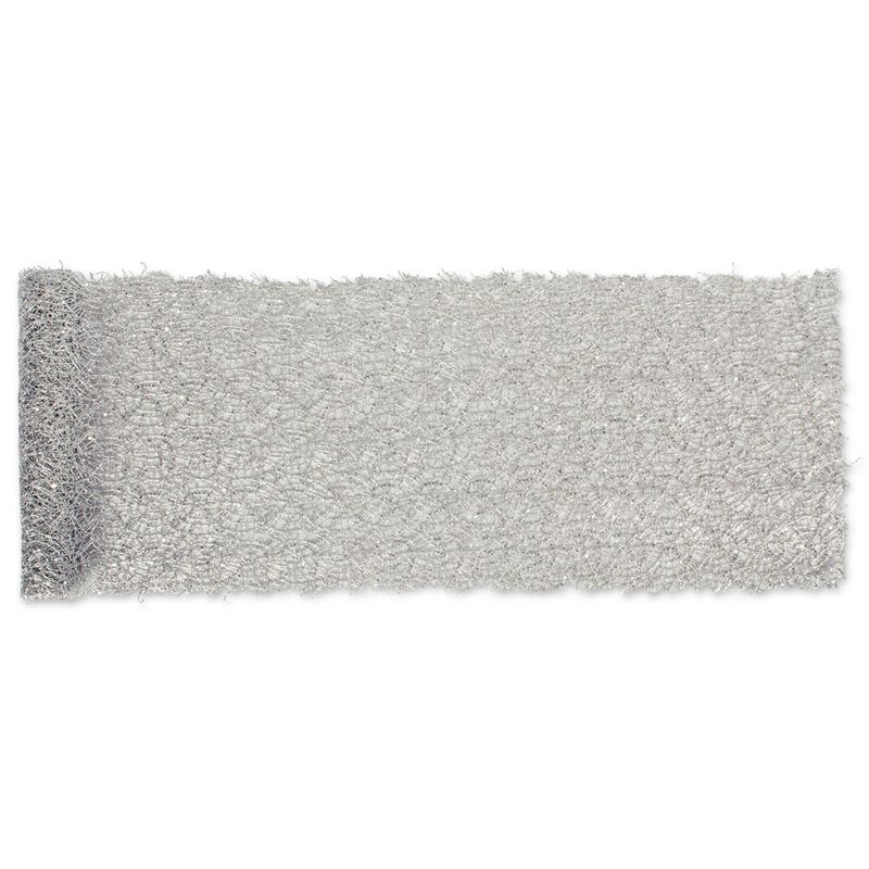 120" Silver and White Sequin Mesh Woven Table Runner Roll