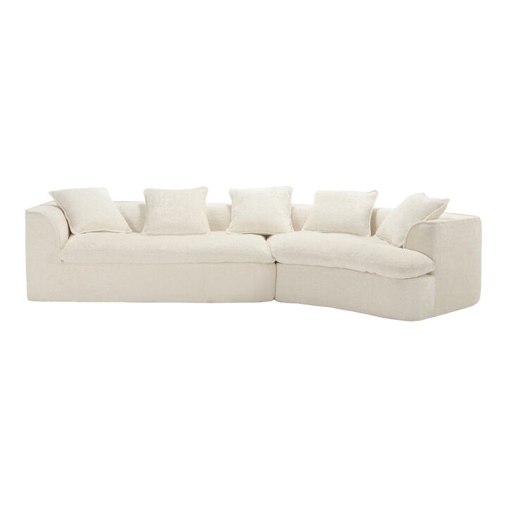 Merax 3-Seater Boucle Sofa with 5 Pillows