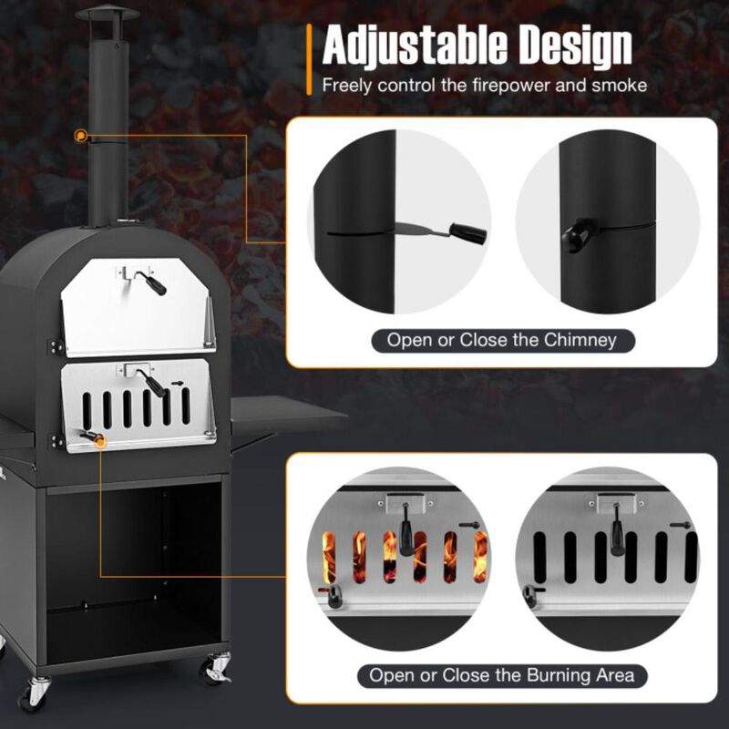 Hivvago Outdoor Pizza Oven with Protective Cover and Grill Racks and Built-in Thermometer
