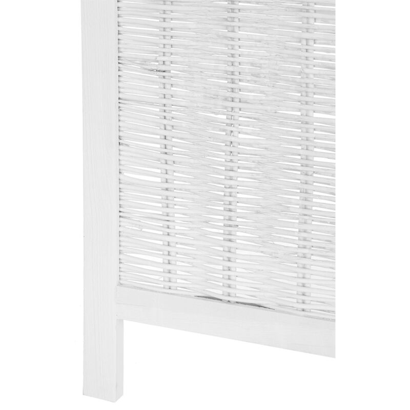 Legacy Decor 3 Panels Screen Room Divider Wicker and Wood White Color Diamond Design