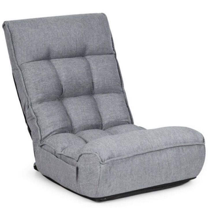 4-Position Adjustable Floor Chair Folding Lazy Sofa