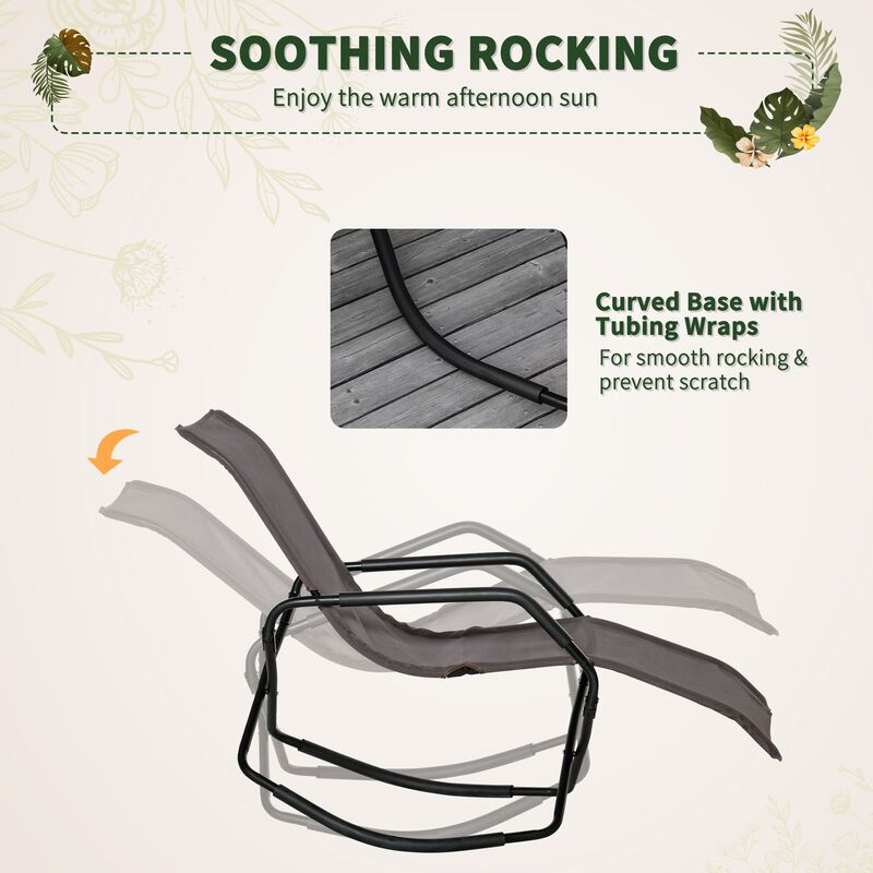 Brown Outdoor Lounger: Zero-Gravity Rocking Sun Recliner