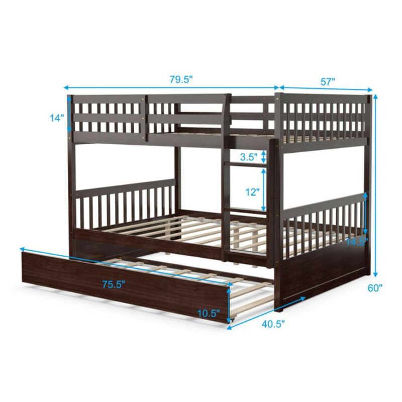 Hivvago Full over Full Bunk Bed Platform Wood Bed with Ladder