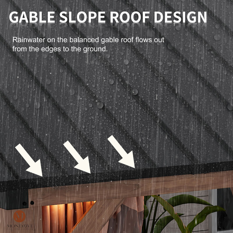MONDAWE 13 ft. x 11 ft. Patio Hardtop Gazebo Gable Roof  Aluminium Frame Galvanized Steel Top with Curtain and Netting
