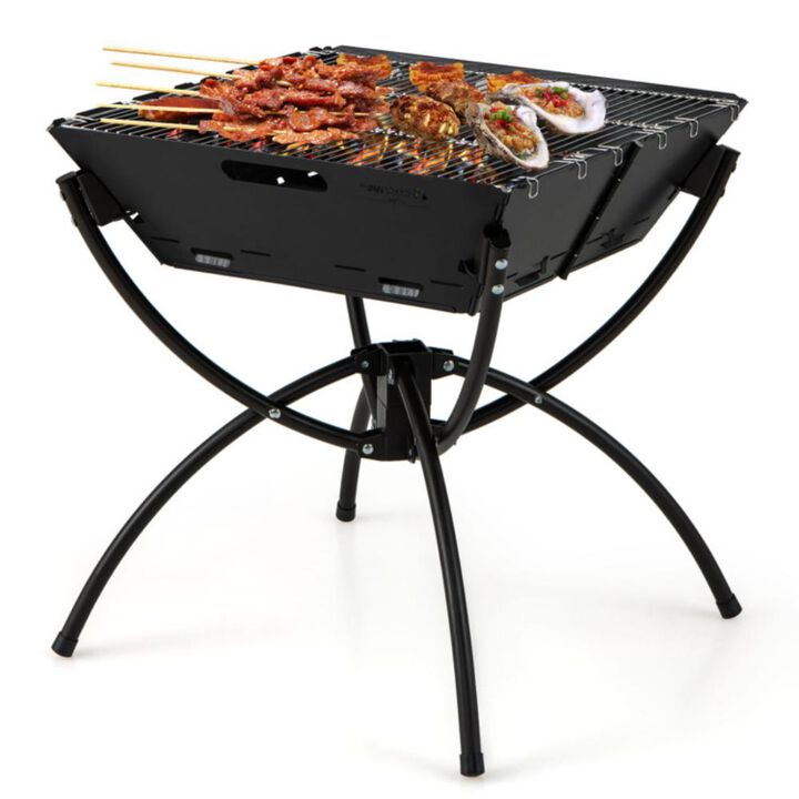 Hivvago 3-in-1 Camping Campfire Grill with Stainless Steel Grills Carrying Bag & Gloves