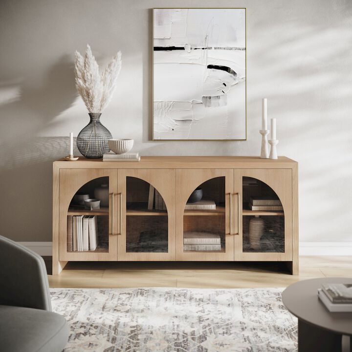 Jofran Archimedes 70" Curved Arch Four Door Sideboard Storage Cabinet