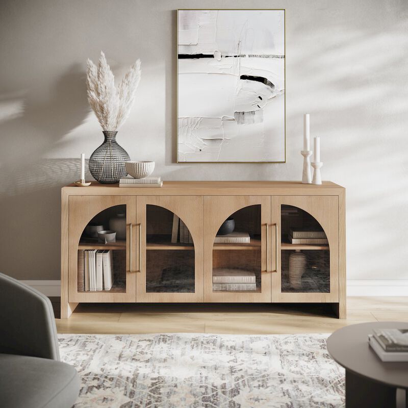 Jofran Archimedes 70" Curved Arch Four Door Sideboard Storage Cabinet