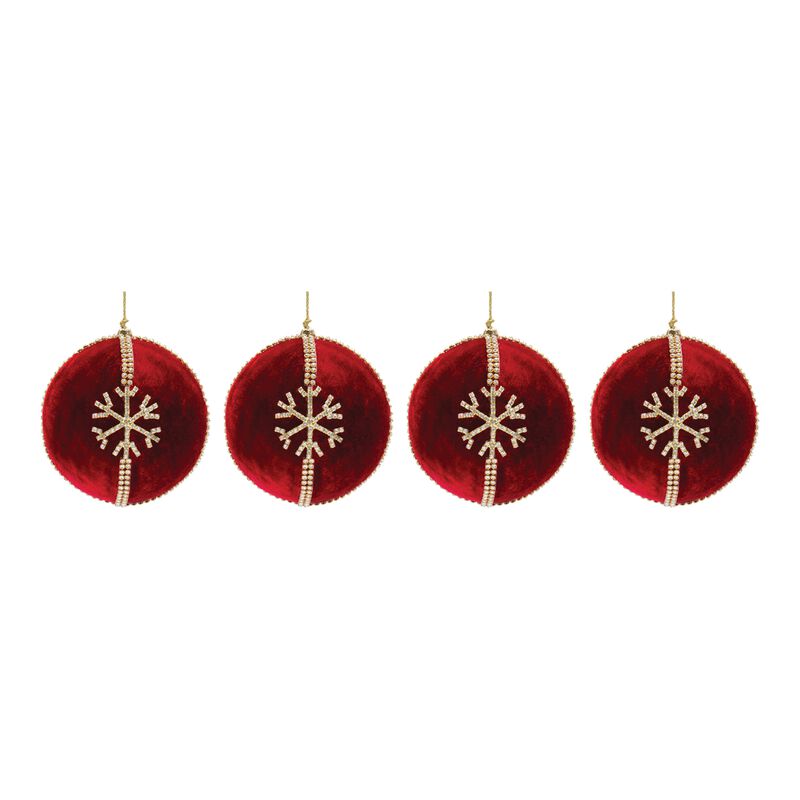 Set of 4 Jewel Snowflake Ball Ornaments – Luxury Christmas Ornaments with Sparkling Jewel and Snowflake Motif