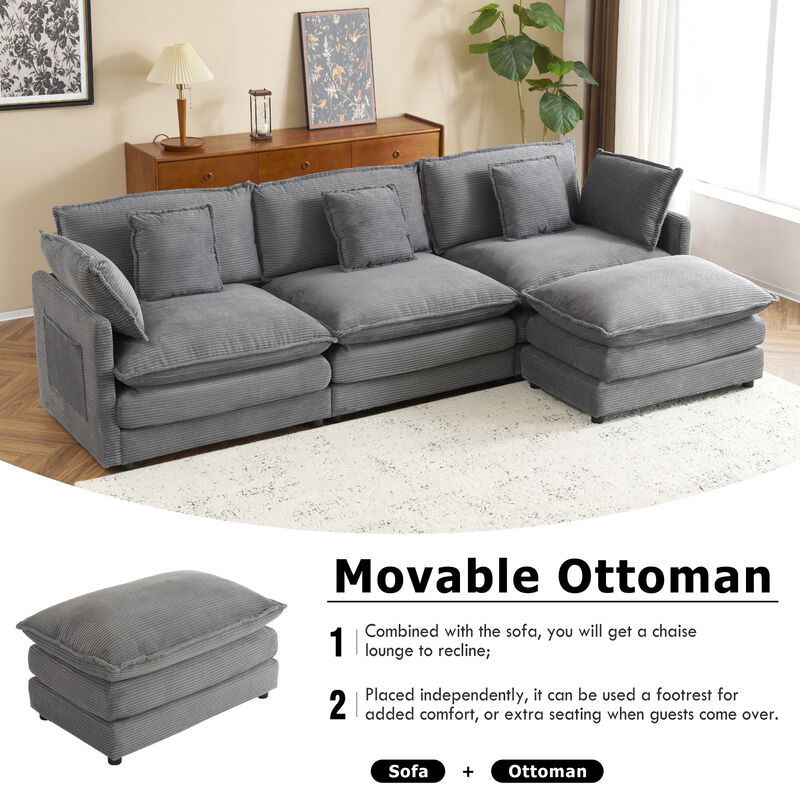 Merax Modern Corduroy Sectional Sofa for Living Room