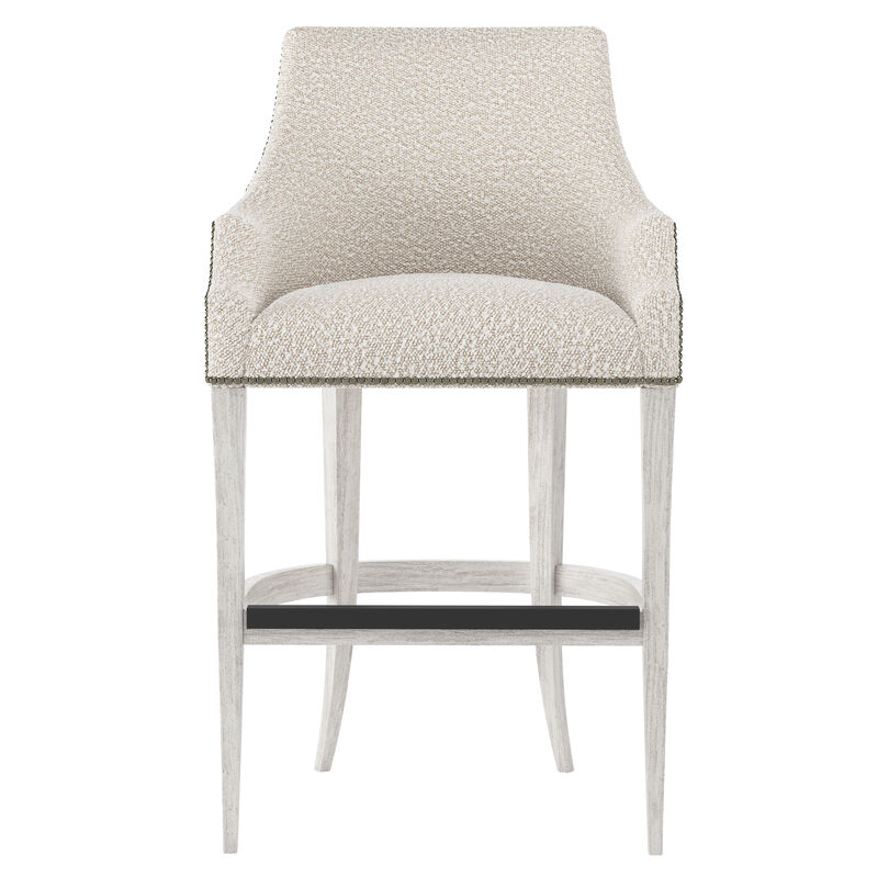Keeley Fabric Bar Stool with White Legs