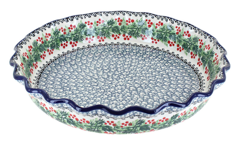 Blue Rose Polish Pottery Barnyard Rooster Pie Plate