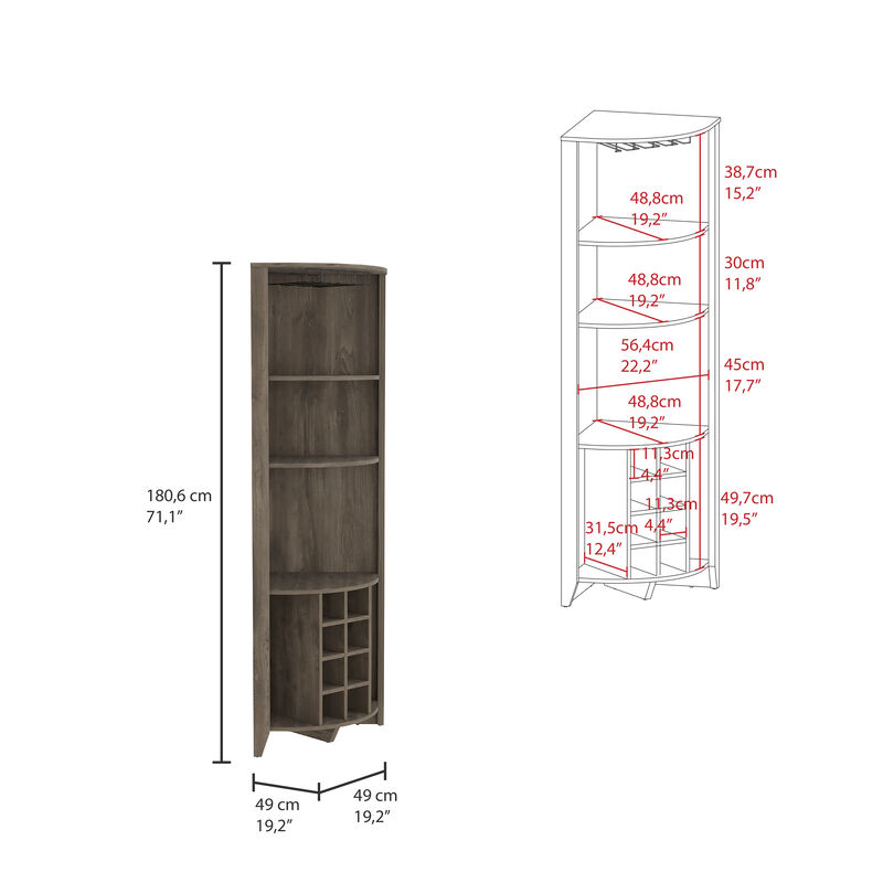 Corner Bar Cabinet Castle, Living Room, Dark Brown