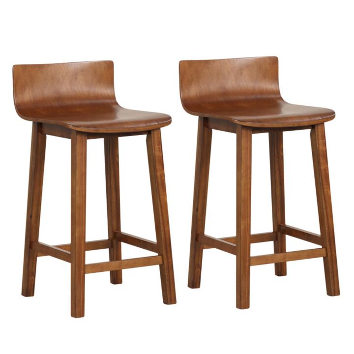 Hivvago Wood Bar Stools Set of 2 with Solid Back and Seat