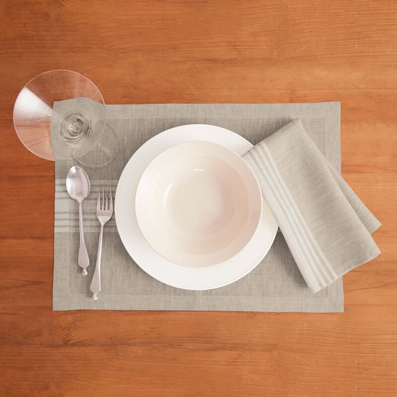 Solino Home 100% Pure Linen Striped Dinner Napkins 20 x 20 Inch Set of 4 | Farmhouse