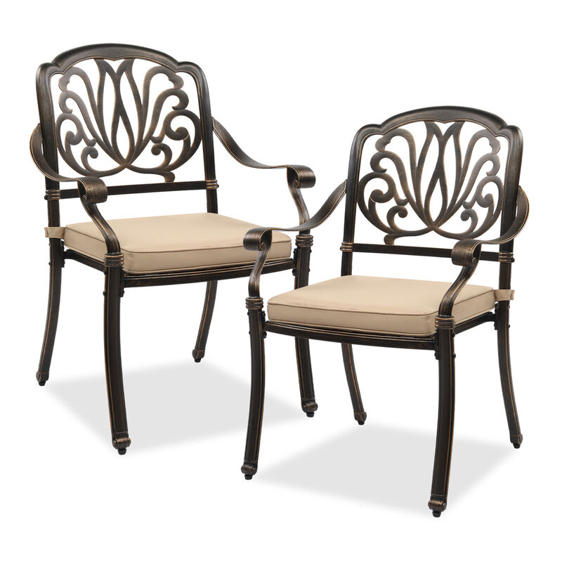 Set of 2 Patio Dining Chairs with Cushions – Outdoor Seating for Garden, Deck & Balcony