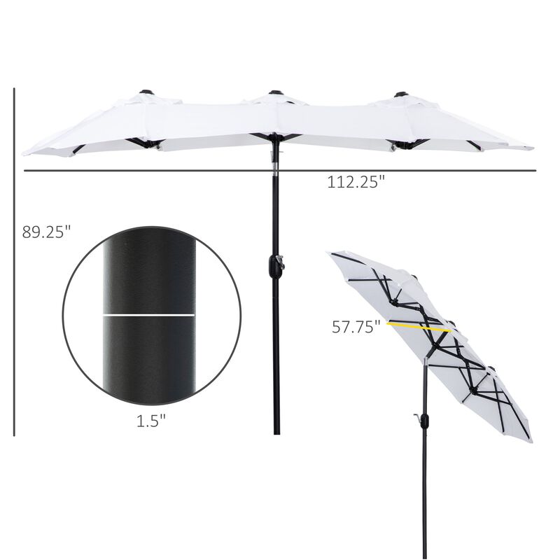 Pure White Patio Shade: 9.5' Double-Sided Umbrella with Tilt Crank
